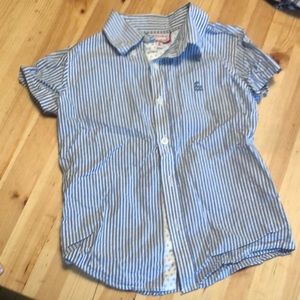 Spanish stiped collar golf or brunch shirt